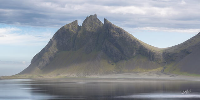 Brunnhorn mountain in Iceland with soft evening light.