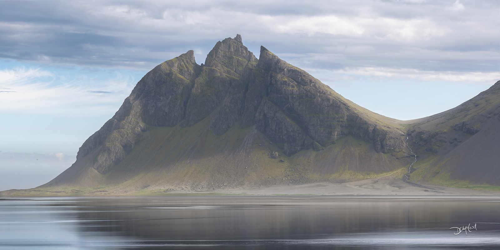 Batman Mountain Brunnhorn mountain in Iceland with soft evening light.