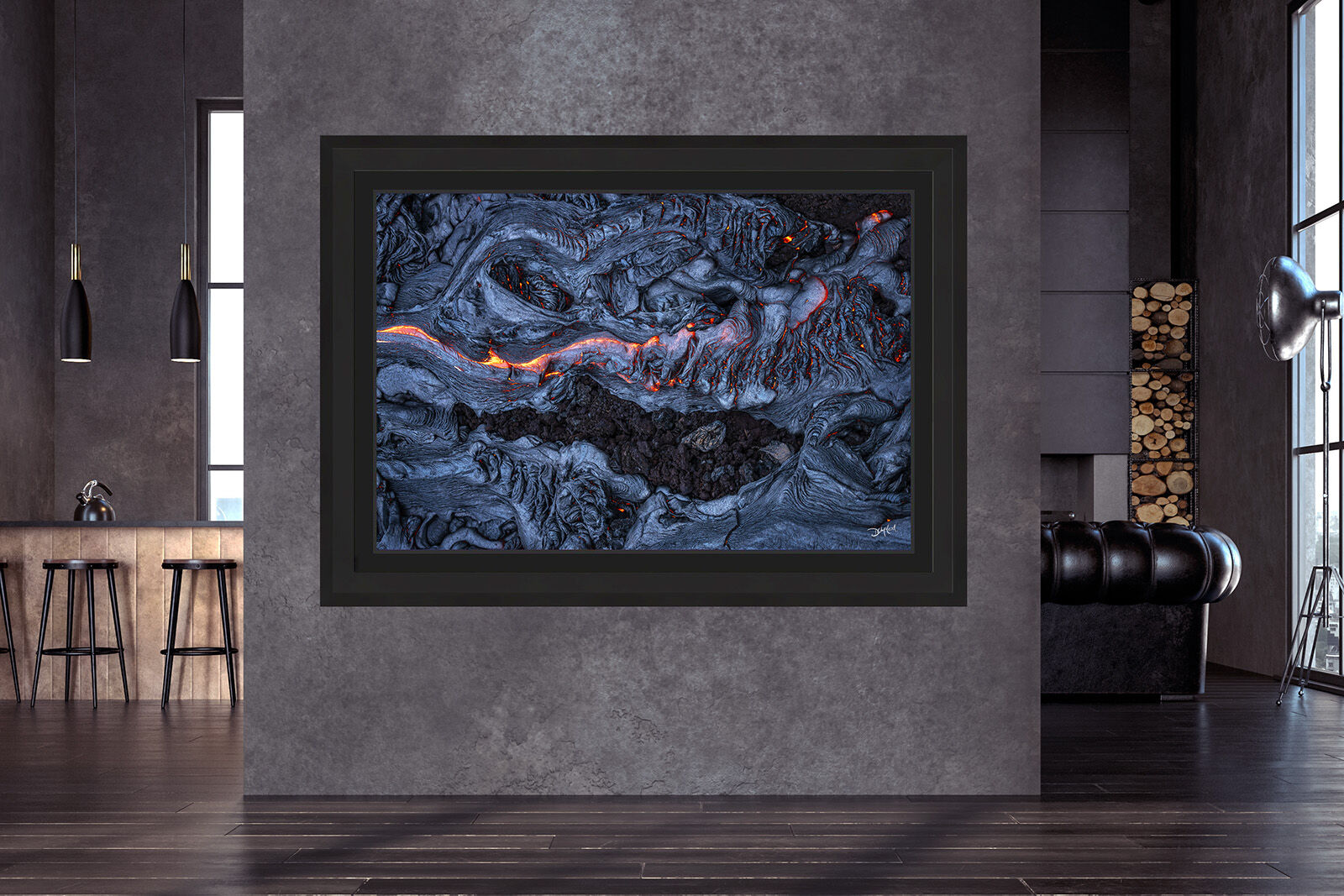 DxO PureRAW 5 allowed reprocessing of an old high ISO image to create this large lava print hanging in an upscale home.