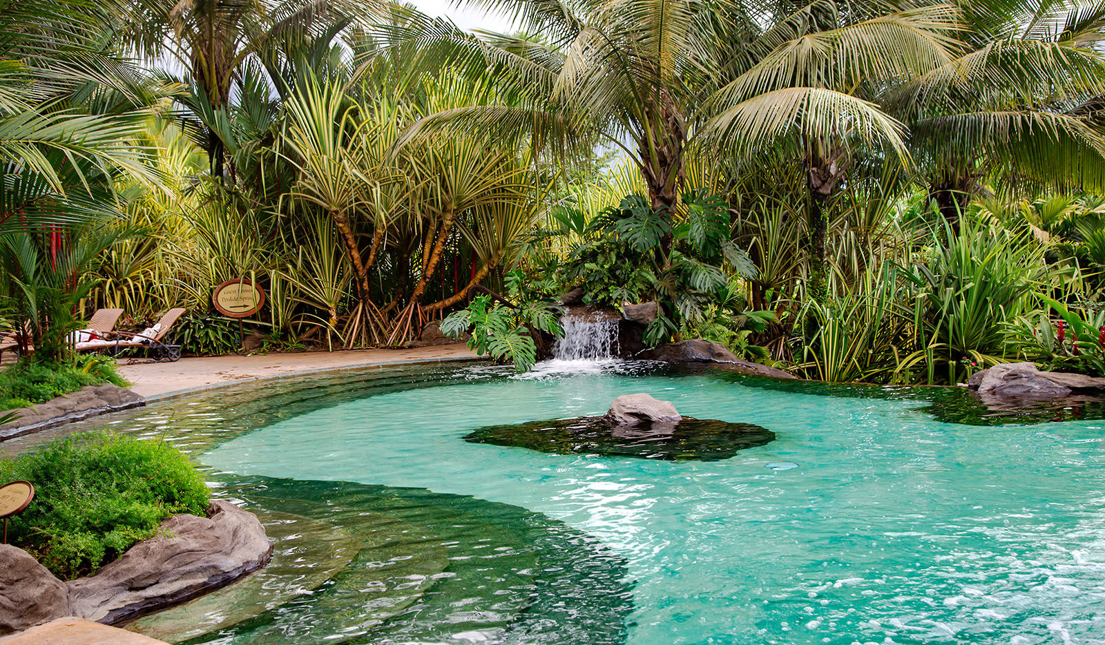 A thermal swimming pool inside The Springs Resort and Spa in Costa Rica.