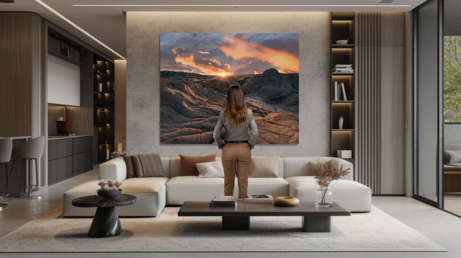 Person admiring big wall art photographic print
